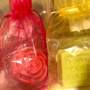 Organic Shea butter soap, organic essential oils.